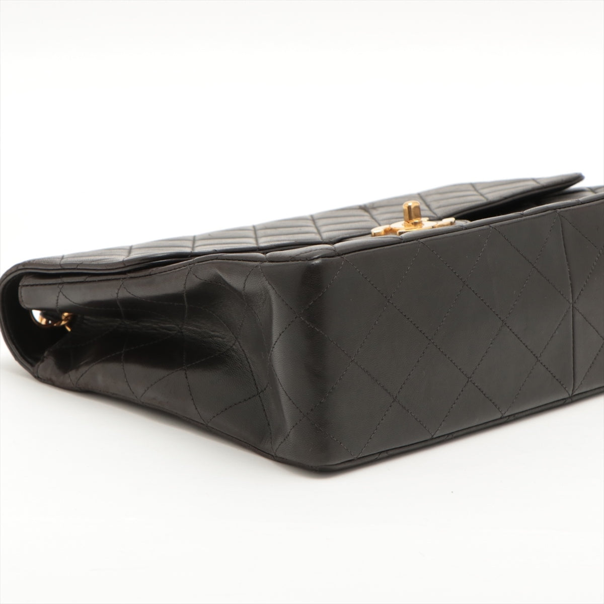 CHANEL DECAMATRASE Lambskinkin Single Flap Double Chain Bag Black Gold  4th