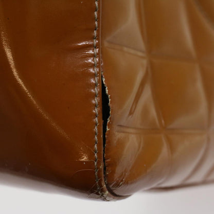 Chanel Choco Bar Shoulder Bag Patent leather Yellow CC Auth