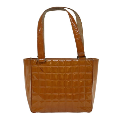 Chanel Choco Bar Shoulder Bag Patent leather Yellow CC Auth