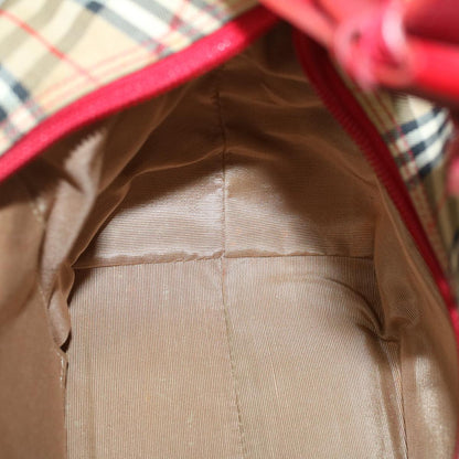 BurberrySs Nova Check Hand Bag Canvas Leather Beige Red Auth 53395