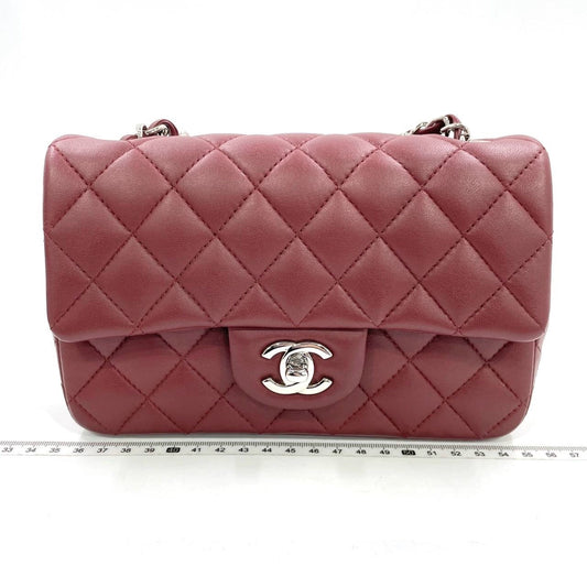 Chanel Classic Flap Rectangular Mini Burgundy Lambskin Silver HW, 2019