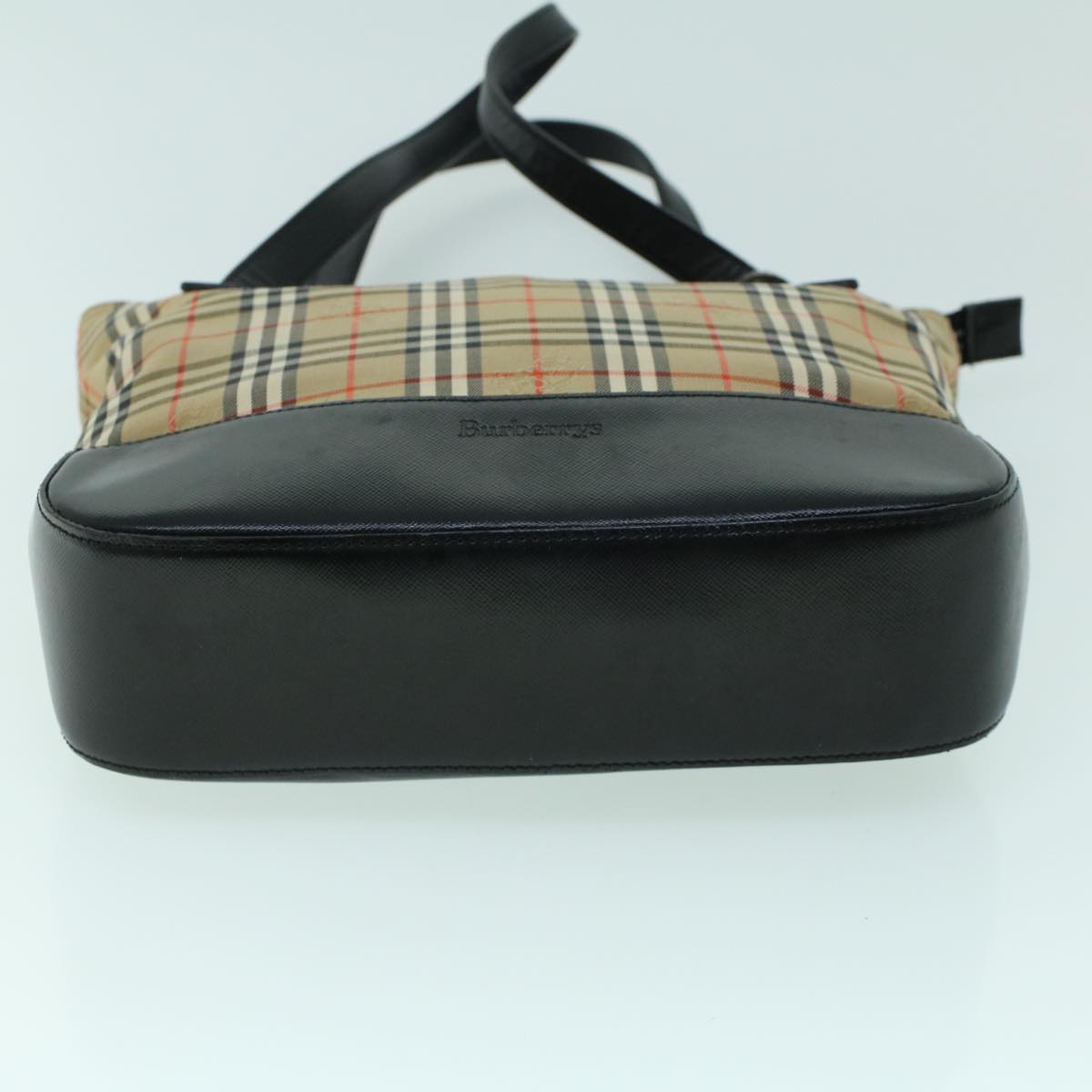BurberrySs Nova Check Shoulder Bag Canvas Leather Beige Black Auth 53788