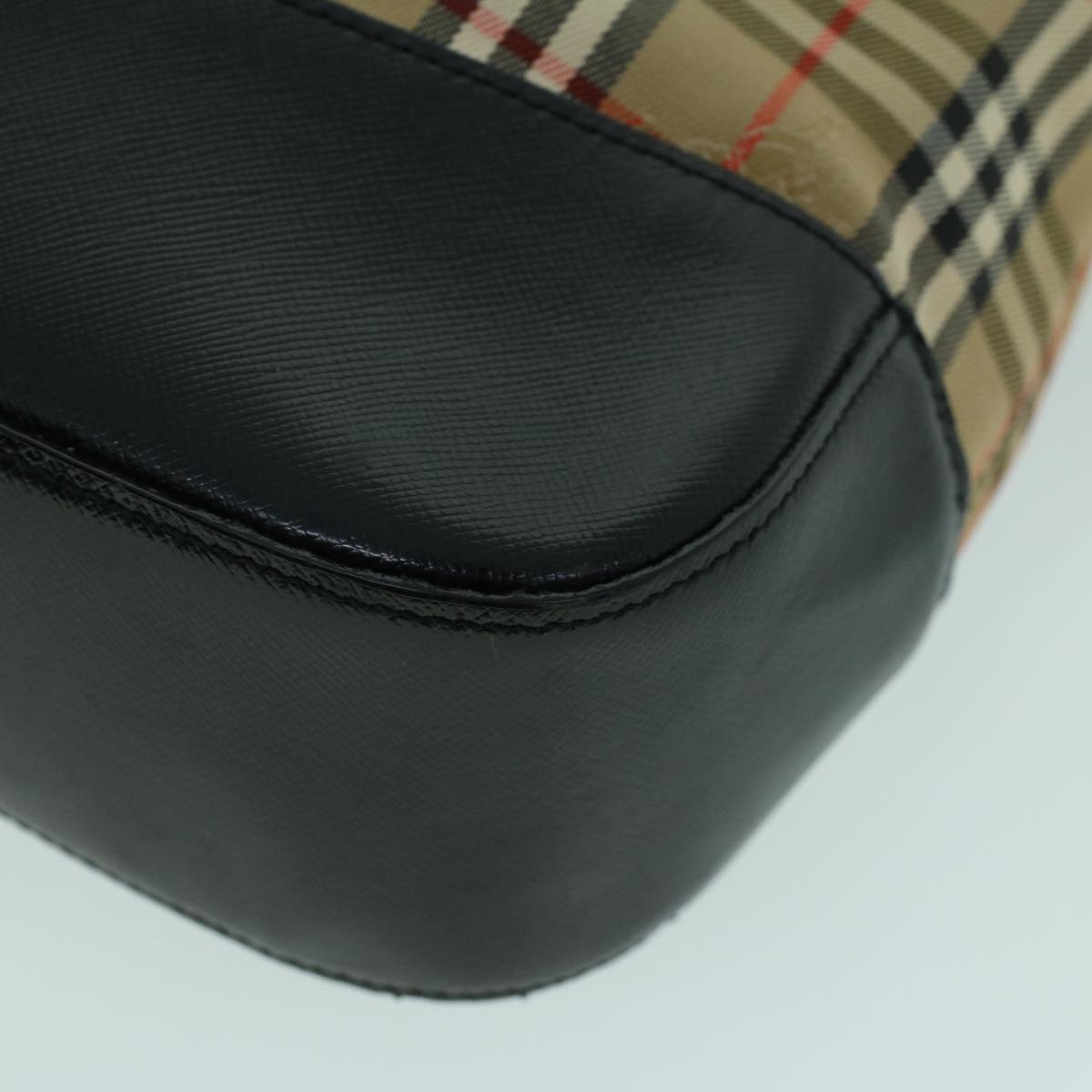 BurberrySs Nova Check Shoulder Bag Canvas Leather Beige Black Auth 53788
