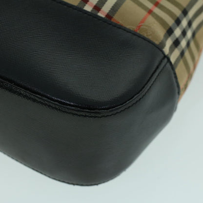 BurberrySs Nova Check Shoulder Bag Canvas Leather Beige Black Auth 53788