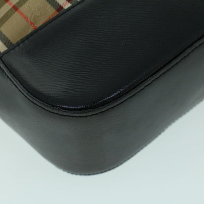 BurberrySs Nova Check Shoulder Bag Canvas Leather Beige Black Auth 53788