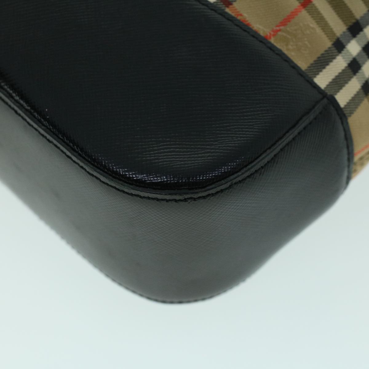 BurberrySs Nova Check Shoulder Bag Canvas Leather Beige Black Auth 53788