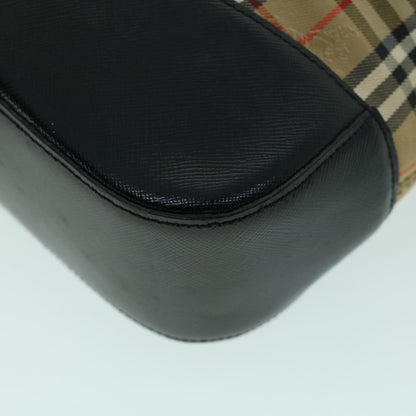 BurberrySs Nova Check Shoulder Bag Canvas Leather Beige Black Auth 53788