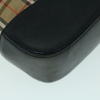 BurberrySs Nova Check Shoulder Bag Canvas Leather Beige Black Auth 53788