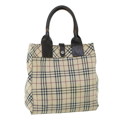 Burberry Nova Check Blue Label Hand Bag Canvas Leather Beige Brown Auth 53790