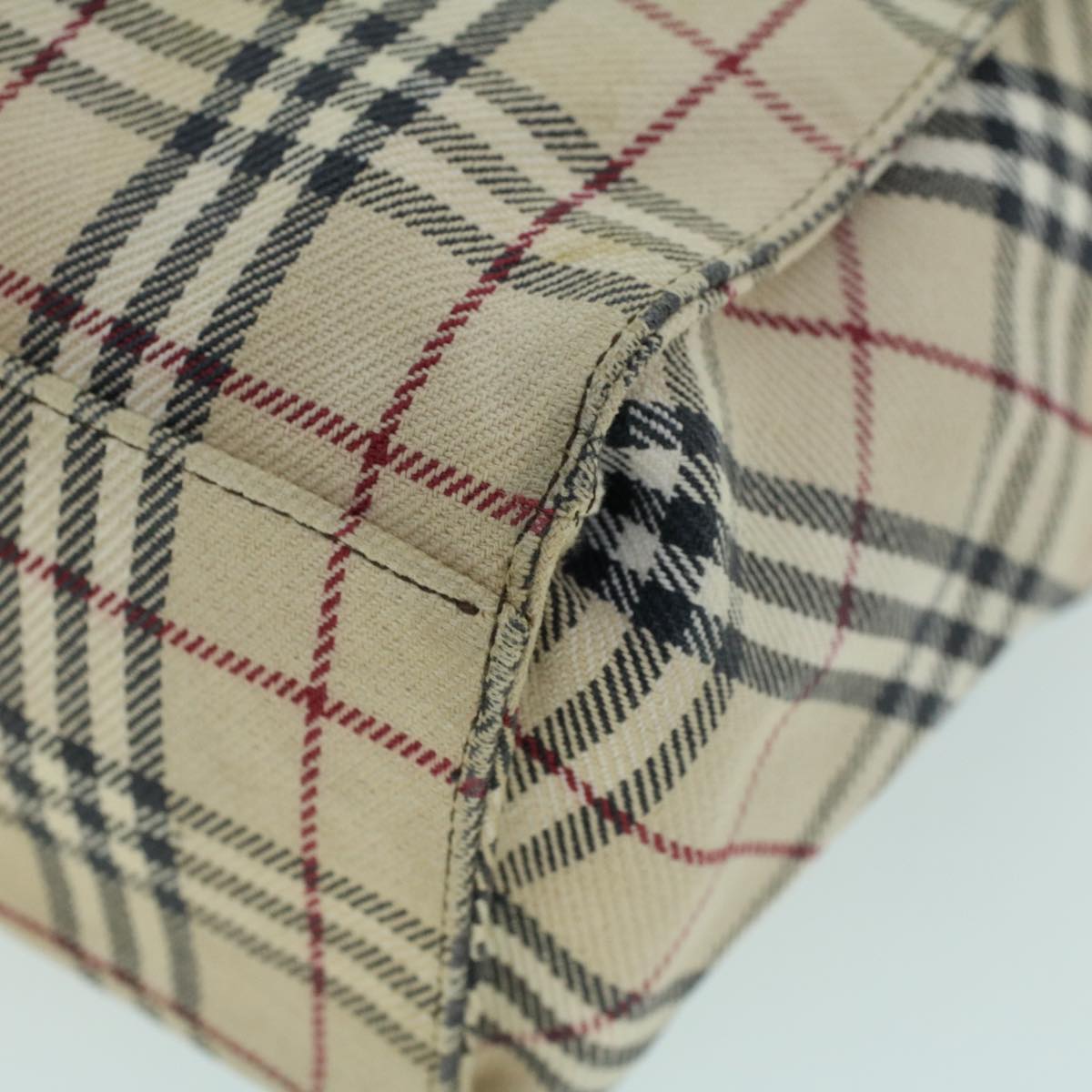 Burberry Nova Check Blue Label Hand Bag Canvas Leather Beige Brown Auth 53790