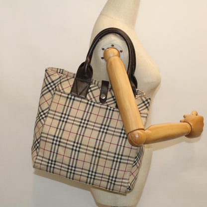 Burberry Nova Check Blue Label Hand Bag Canvas Leather Beige Brown Auth 53790