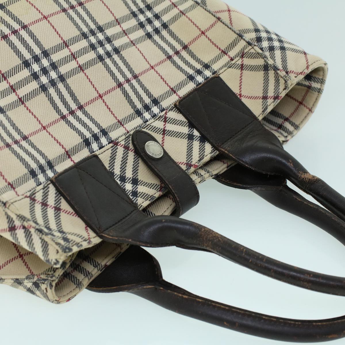 Burberry Nova Check Blue Label Hand Bag Canvas Leather Beige Brown Auth 53790