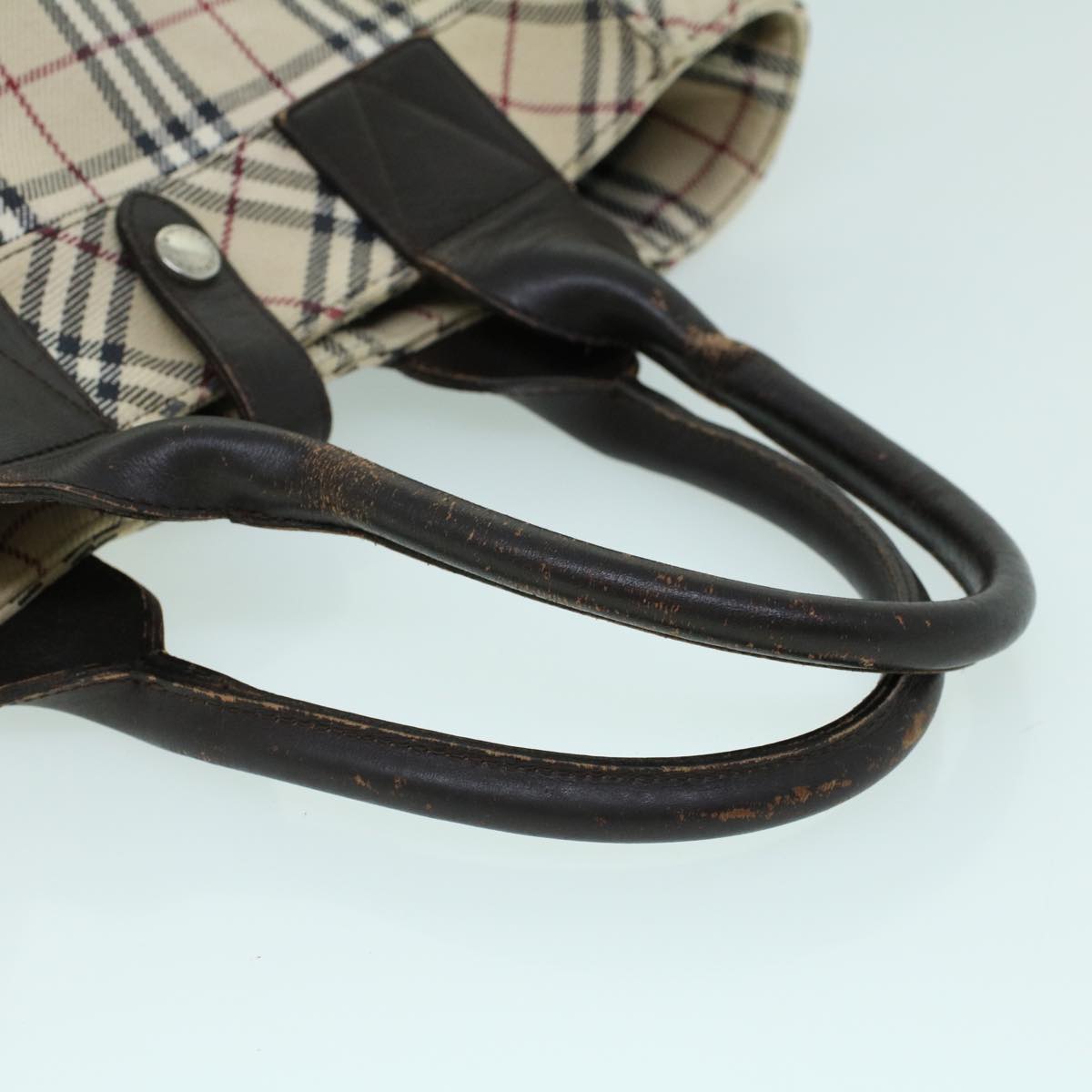 Burberry Nova Check Blue Label Hand Bag Canvas Leather Beige Brown Auth 53790