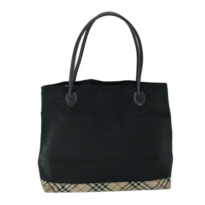 Burberry Nova Check Shoulder Bag Nylon Leather Beige Black Auth 53791