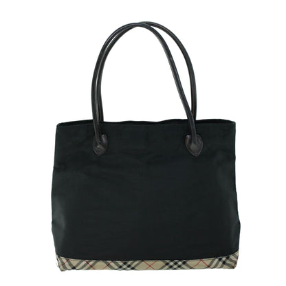 Burberry Nova Check Shoulder Bag Nylon Leather Beige Black Auth 53791