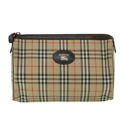 BurberrySs Nova Check Clutch Bag Canvas Leather Beige Brown Auth 53792