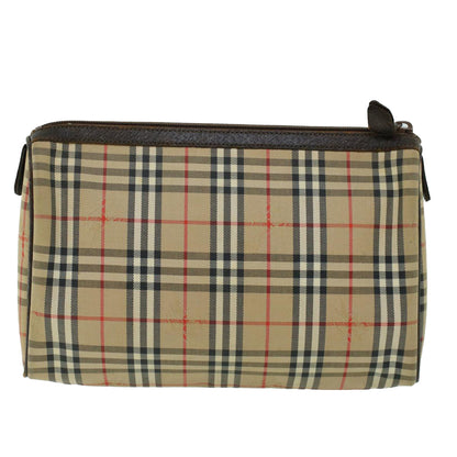 BurberrySs Nova Check Clutch Bag Canvas Leather Beige Brown Auth 53792