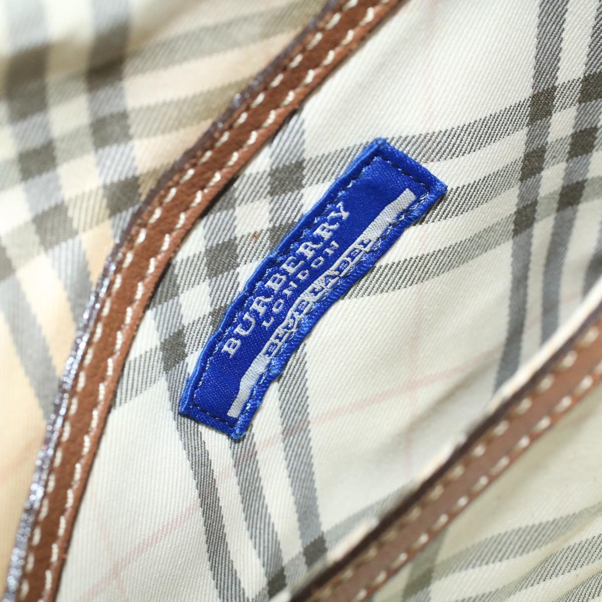 Burberry Nova Check Blue Label Hand Bag Canvas Leather Beige Brown Auth 53793