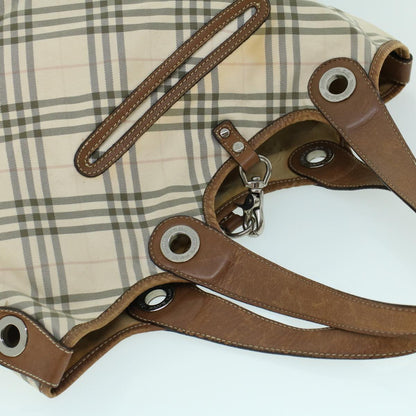 Burberry Nova Check Blue Label Hand Bag Canvas Leather Beige Brown Auth 53793