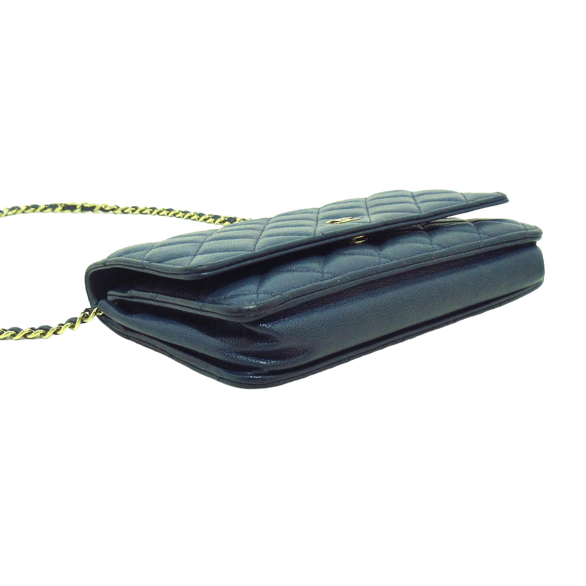 Chanel Navy Blue Caviar Wallet On Chain