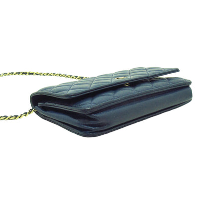 Chanel Navy Blue Caviar Wallet On Chain