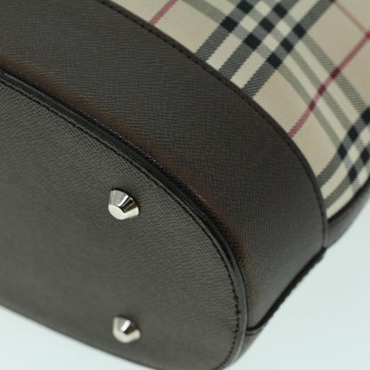Burberry Nova Check Tote Bag Canvas Leather Beige Brown Auth 54021