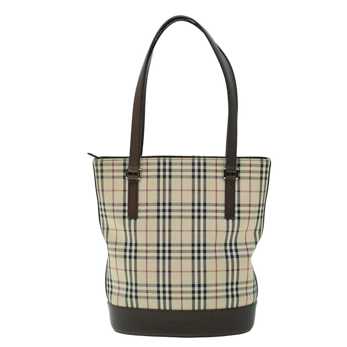 Burberry Nova Check Tote Bag Canvas Leather Beige Brown Auth 54021
