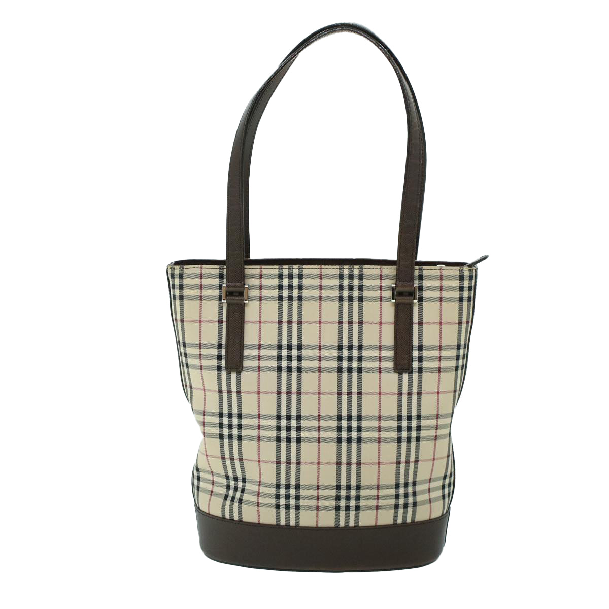 Burberry Nova Check Tote Bag Canvas Leather Beige Brown Auth 54021