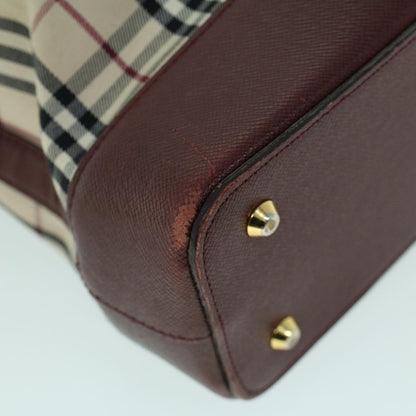 Burberry Nova Check Tote Bag Canvas Leather Beige Red Auth 54022