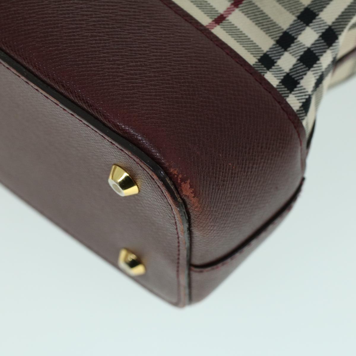 Burberry Nova Check Tote Bag Canvas Leather Beige Red Auth 54022