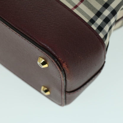 Burberry Nova Check Tote Bag Canvas Leather Beige Red Auth 54022