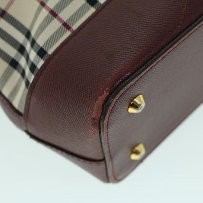 Burberry Nova Check Tote Bag Canvas Leather Beige Red Auth 54022