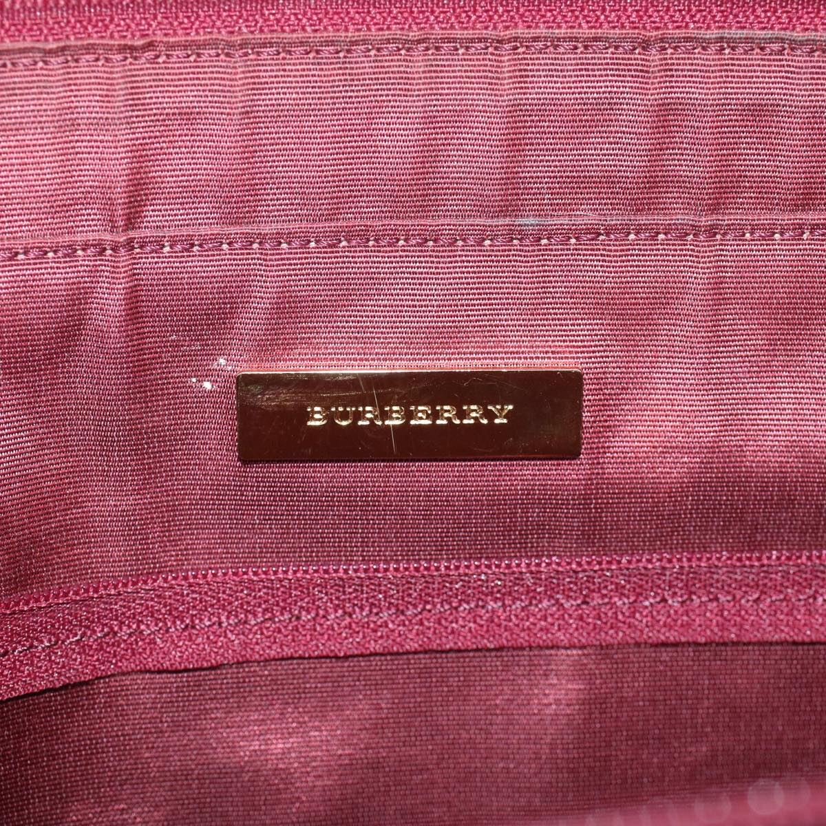 Burberry Nova Check Tote Bag Canvas Leather Beige Red Auth 54022