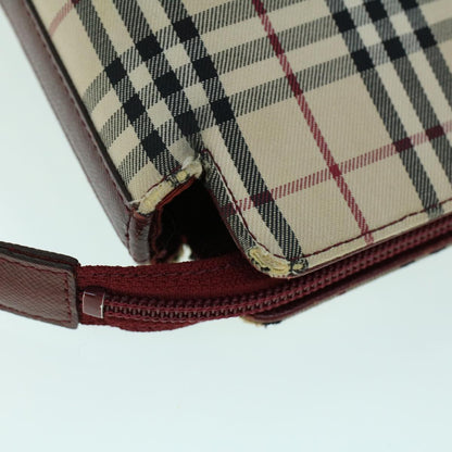 Burberry Nova Check Tote Bag Canvas Leather Beige Red Auth 54022