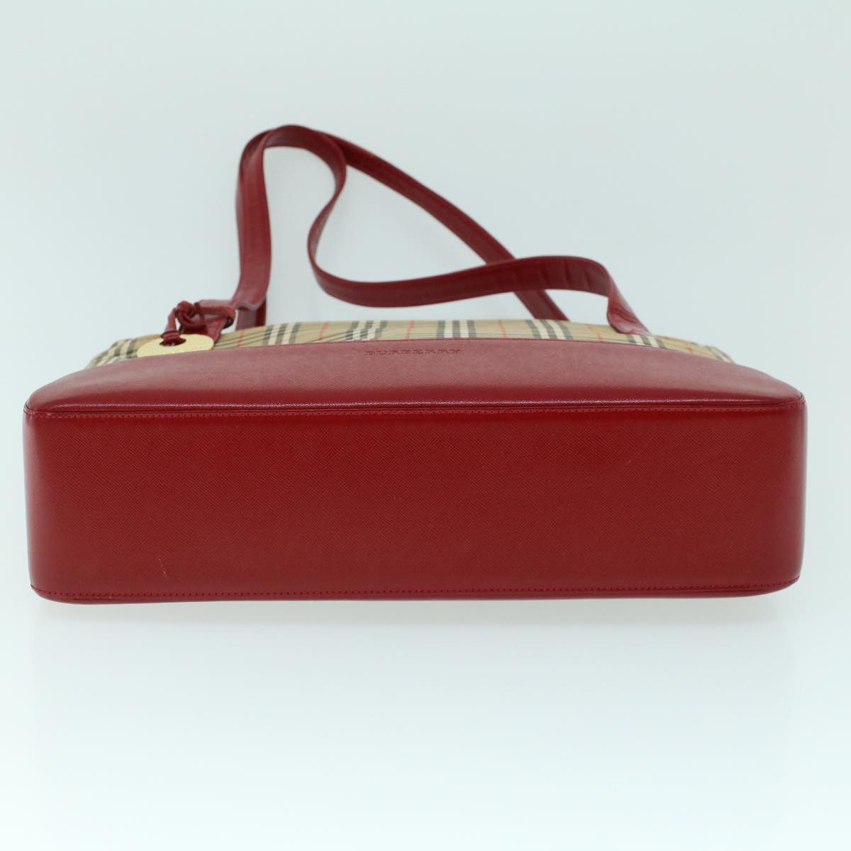 Burberry Nova Check Tote Bag Canvas Leather Beige Red Auth 54024