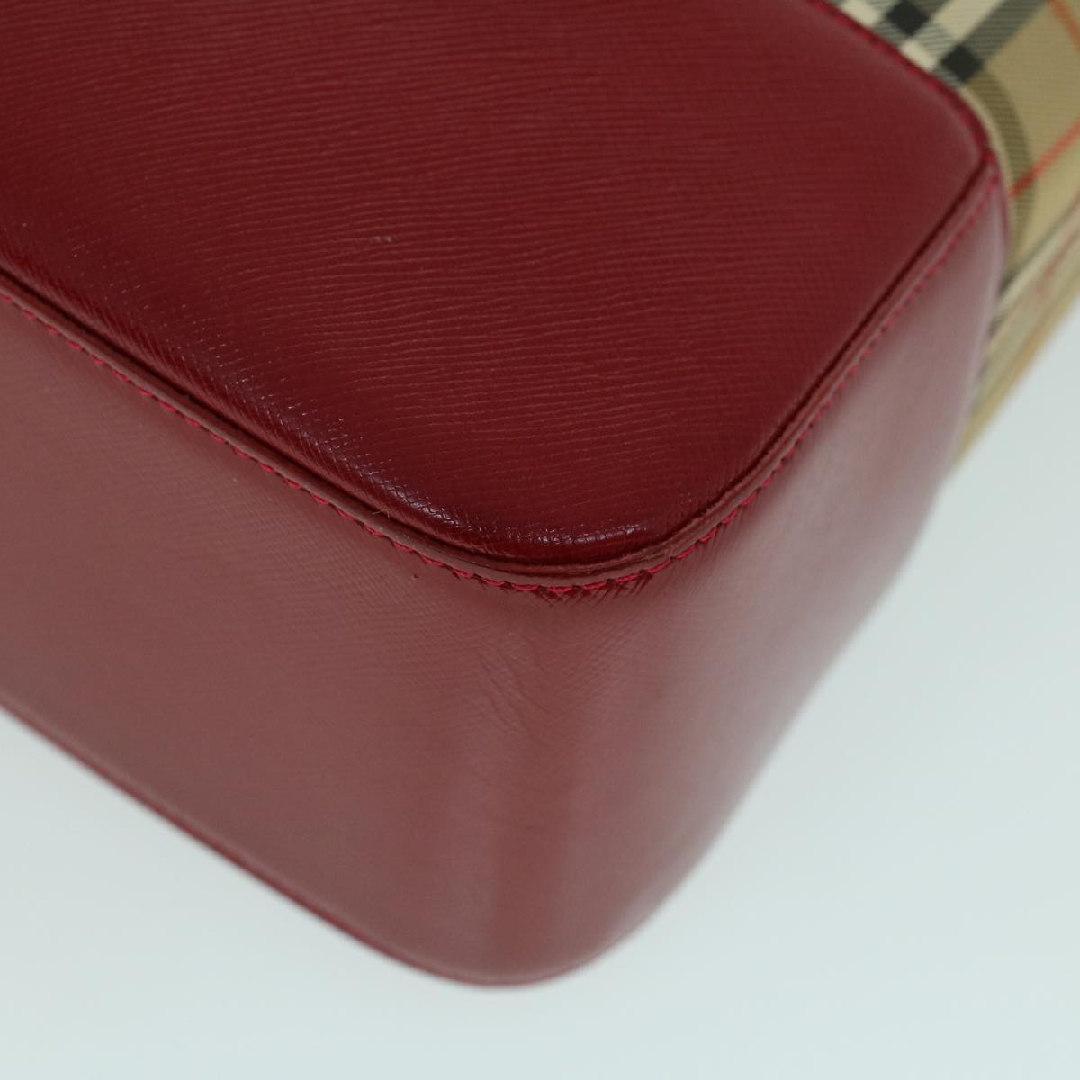 Burberry Nova Check Tote Bag Canvas Leather Beige Red Auth 54024