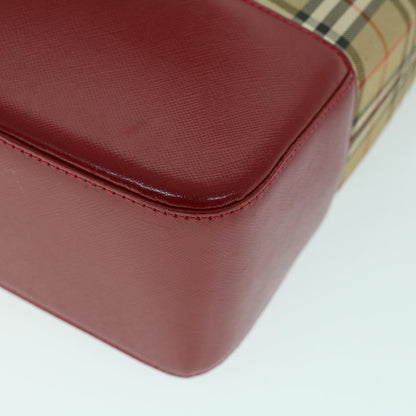 Burberry Nova Check Tote Bag Canvas Leather Beige Red Auth 54024