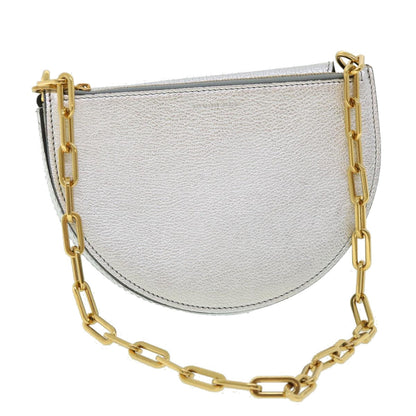 Burberry Olympia Chain Shoulder Bag Leather Silver Auth 54029