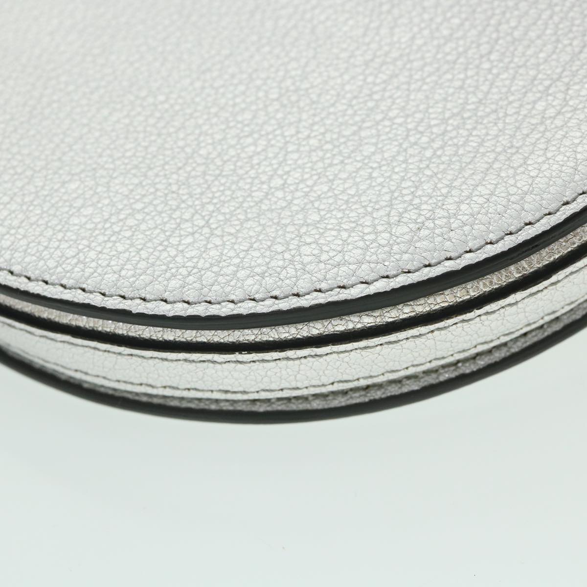 Burberry Olympia Chain Shoulder Bag Leather Silver Auth 54029