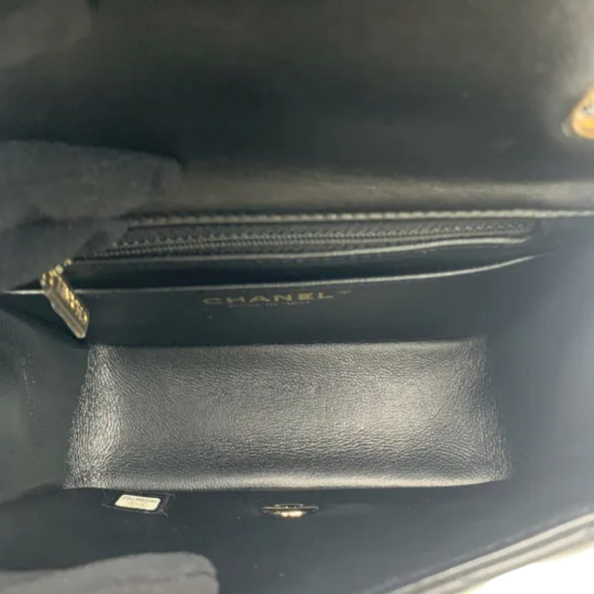 Square Flap Mini Lambskin Quilted Black LGHW
