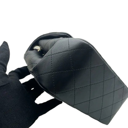 Square Flap Mini Lambskin Quilted Black LGHW