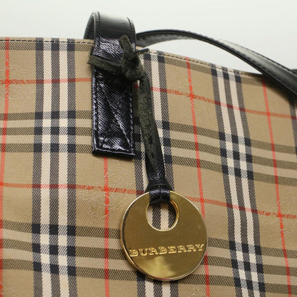 Burberry Nova Check Shoulder Bag Canvas Leather Beige Black Auth 54108