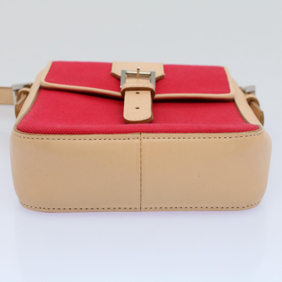 Burberry Shoulder Bag Canvas Leather Beige Red Auth 54143