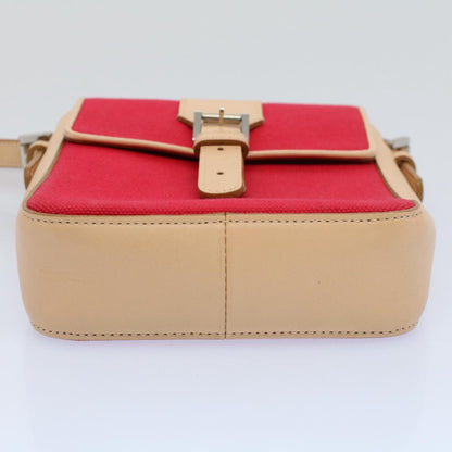 Burberry Shoulder Bag Canvas Leather Beige Red Auth 54143