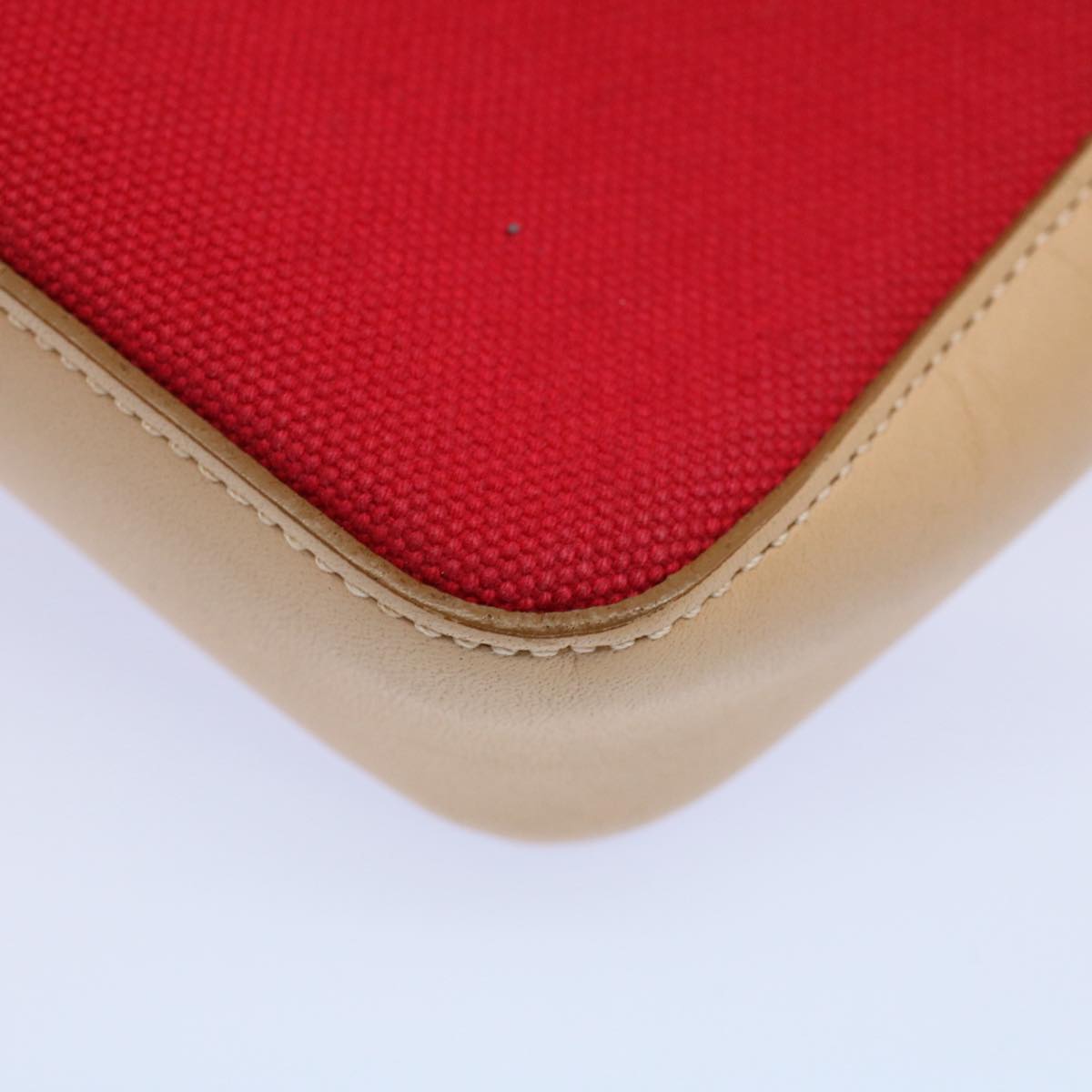 Burberry Shoulder Bag Canvas Leather Beige Red Auth 54143