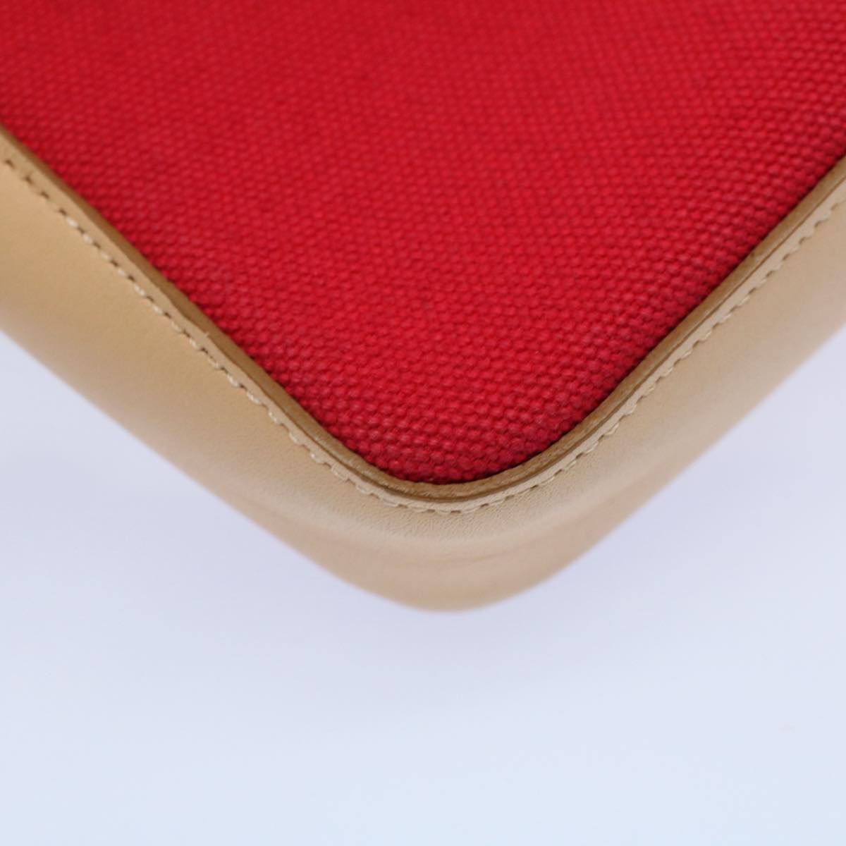 Burberry Shoulder Bag Canvas Leather Beige Red Auth 54143
