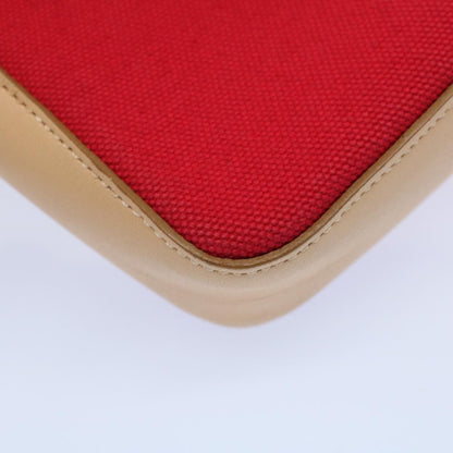 Burberry Shoulder Bag Canvas Leather Beige Red Auth 54143