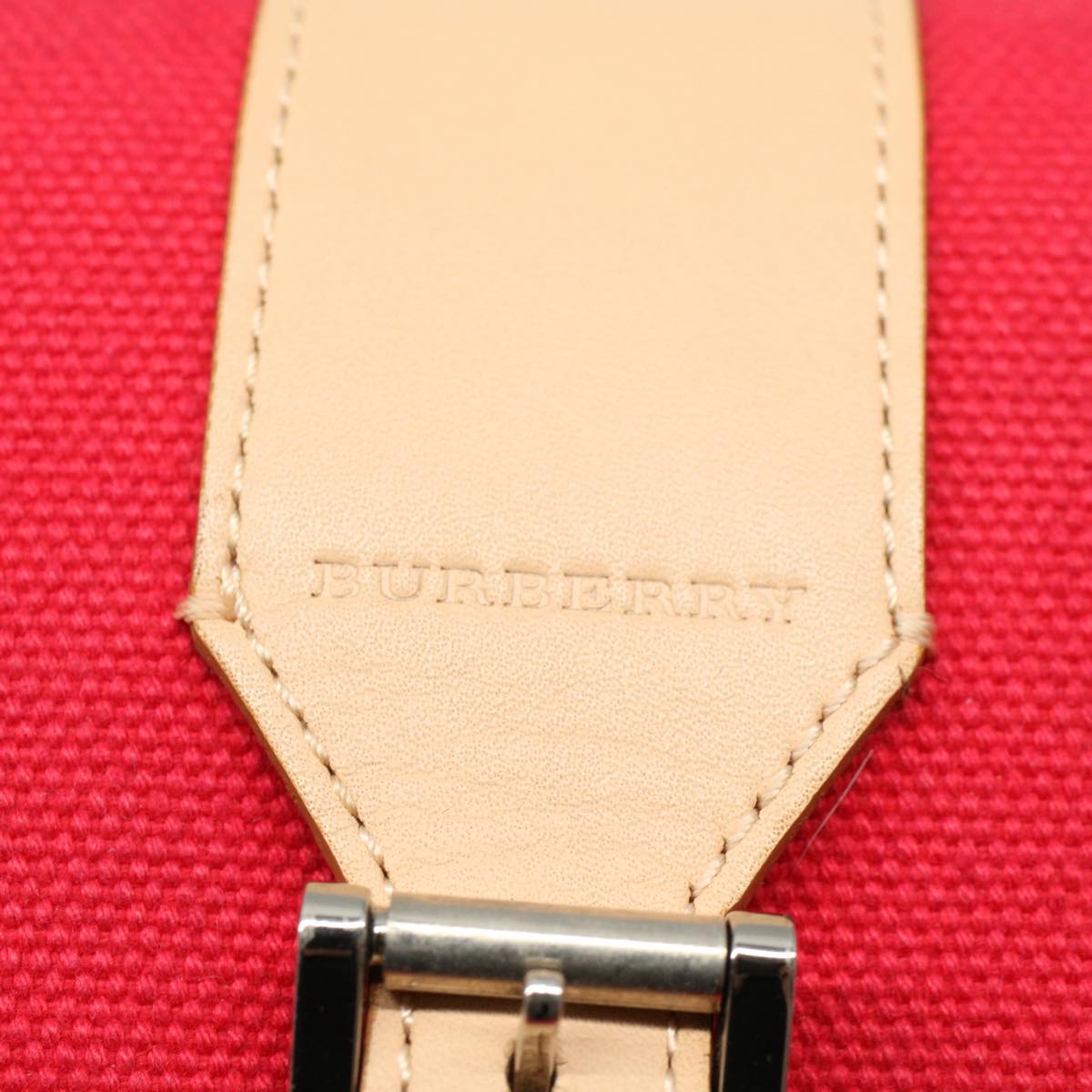 Burberry Shoulder Bag Canvas Leather Beige Red Auth 54143