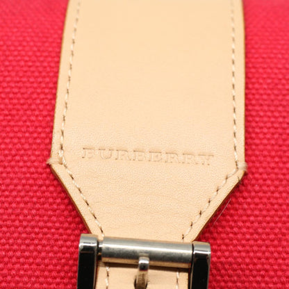 Burberry Shoulder Bag Canvas Leather Beige Red Auth 54143