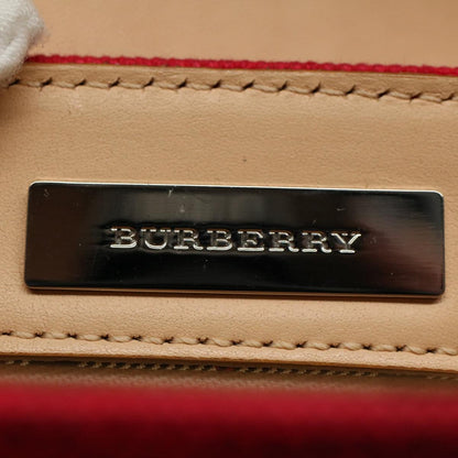 Burberry Shoulder Bag Canvas Leather Beige Red Auth 54143